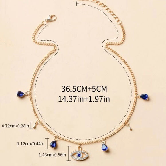 3/$30 NEW! Rhinestone Evil Eye Necklace Rhinestone Cute Boho - Picture 2 of 4